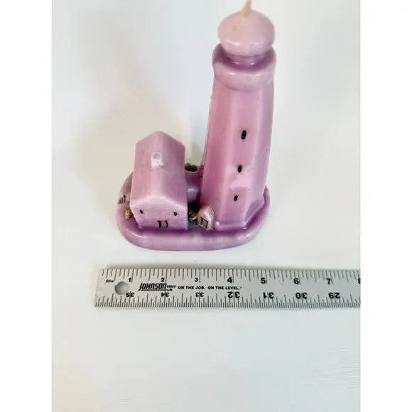 Made in USA Purple Lighthouse Candle Paul Hoge Candleworks Wingate NC 5x7 - Picture 3 of 9